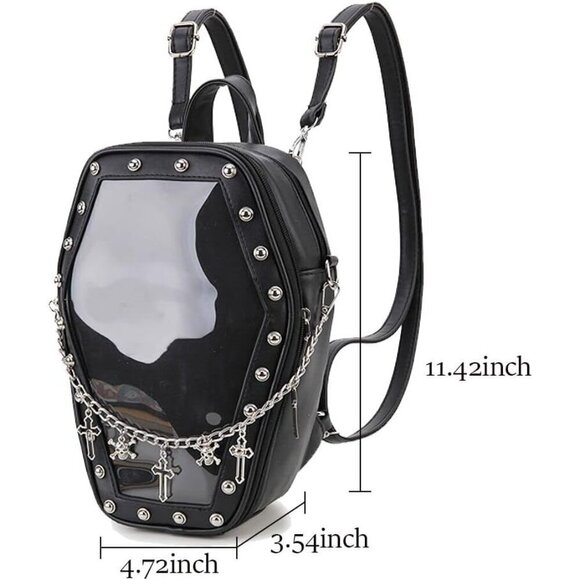 Gothic Coffin Shape Purse Handbag for Women Halloween Shoulder Bag Black A